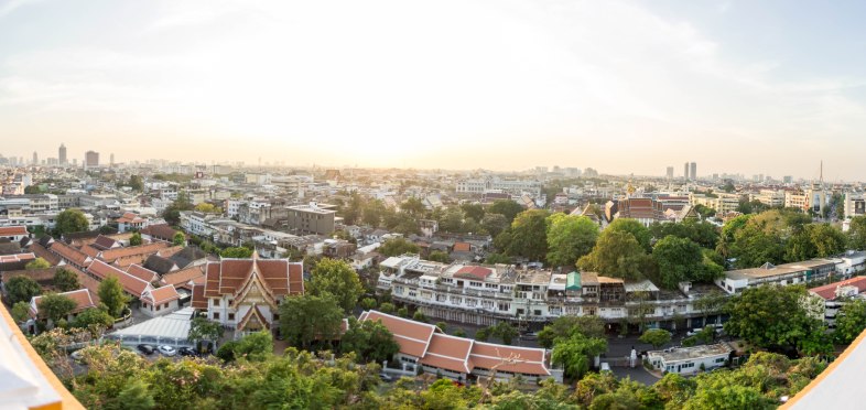 And a panorama of the sunset from Wat Saket.