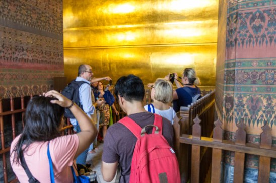 Visiting the temples of Bangkok, this one from Wat Pho with it's 46 meter long Buddha chillaxing on the floor.
